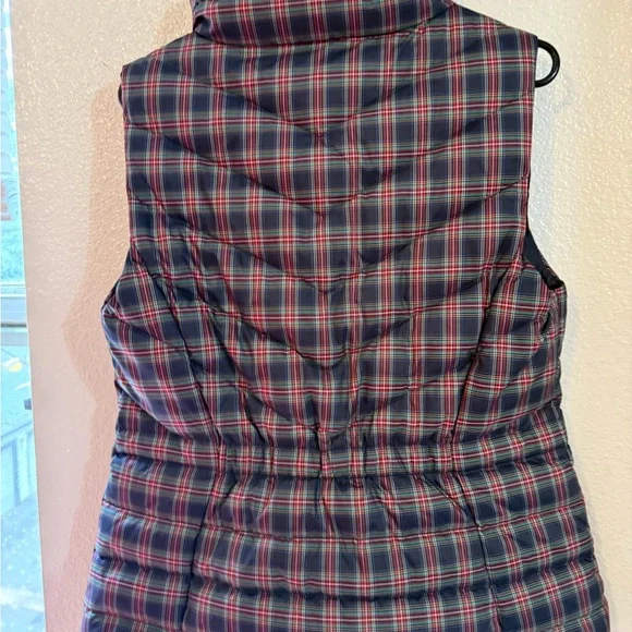 Talbots Navy and Plaid Puffer Vest - Picture 3 of 5
